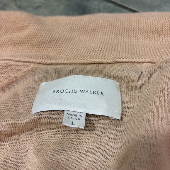 Brochu Walker Women's Beige Linen Blend Open Waterfall Cardigan Sz L Luxury EUC - Picture 4 of 10